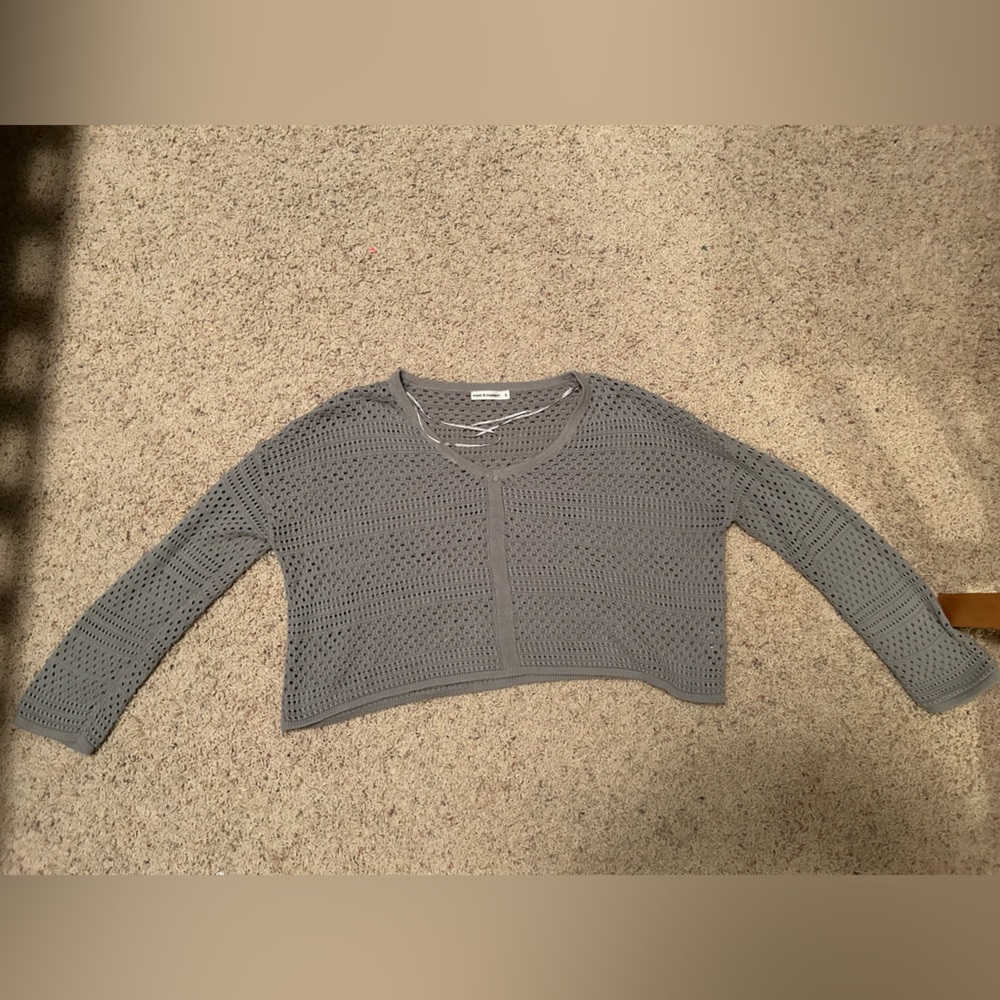 Crochet style long sleeve sweater